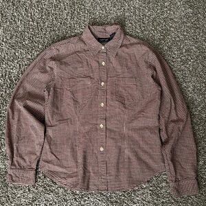 Krazy Kat Men's Brown Checkered Button Down Shirt